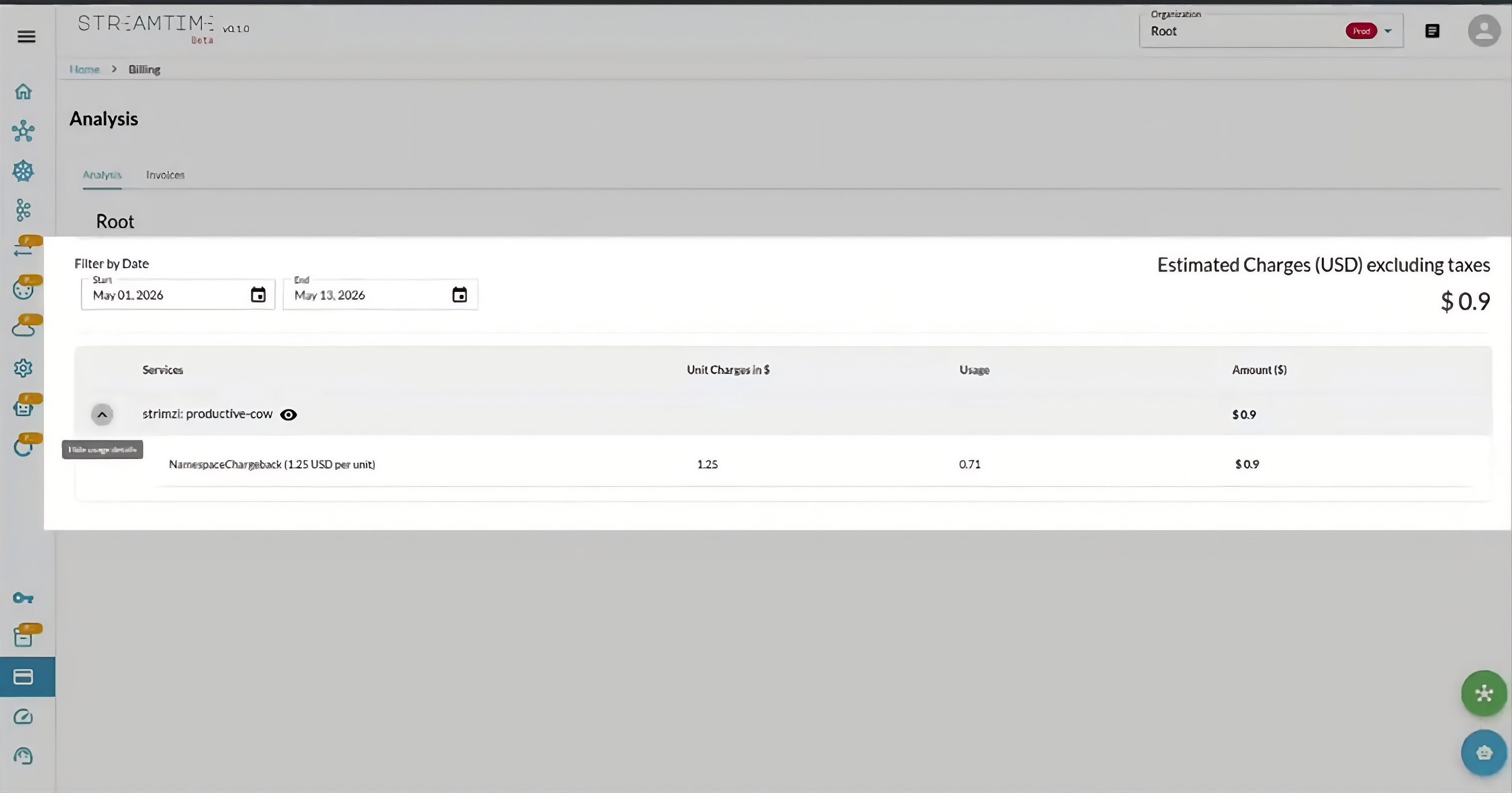 Streamtime chargeback analytics screen